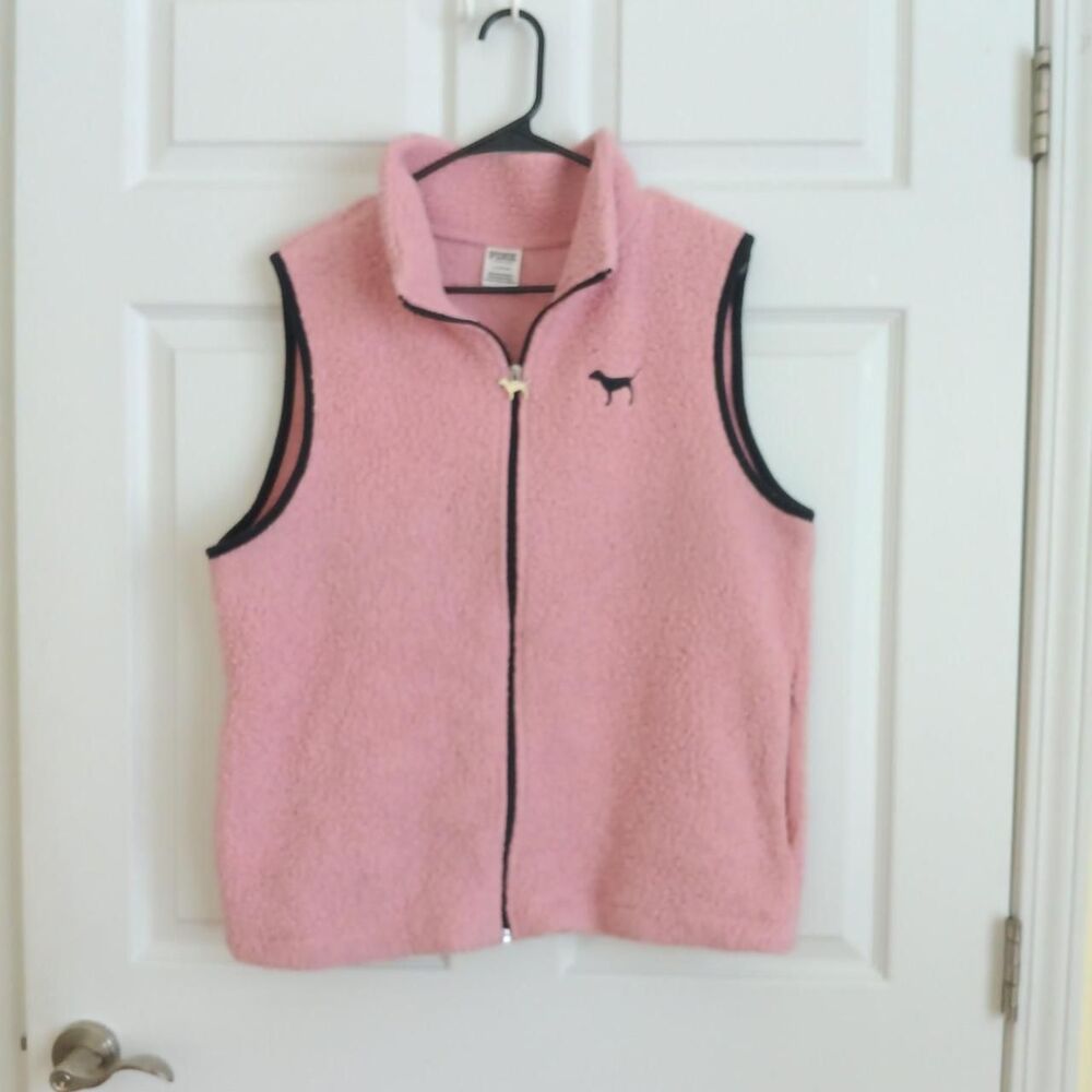 PINK Victoria's Secret soft sherpa fleece full-zip vest Size L